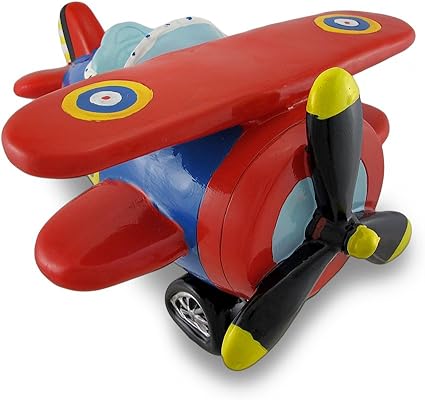 Red & Blue Bi-Plane Bank, Large