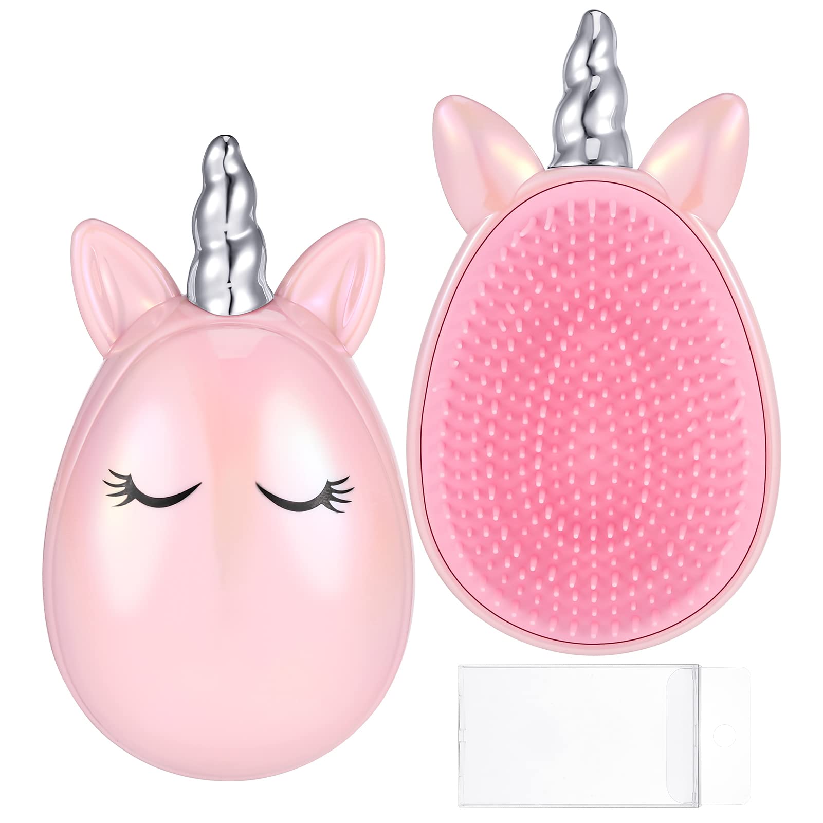 SOSPIRO Unicorn Detangle Hairbrush Tangle Teaser Hair Brush, Women and Girls Detangling Brush for Thick, Wavy, Curly or Thin Hair(Pink)
