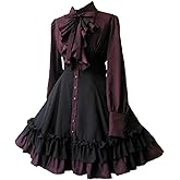 ZZEQYG Women Girls Gothic Lolita Victorian Dress Polyester Ruffle Dress with Bows