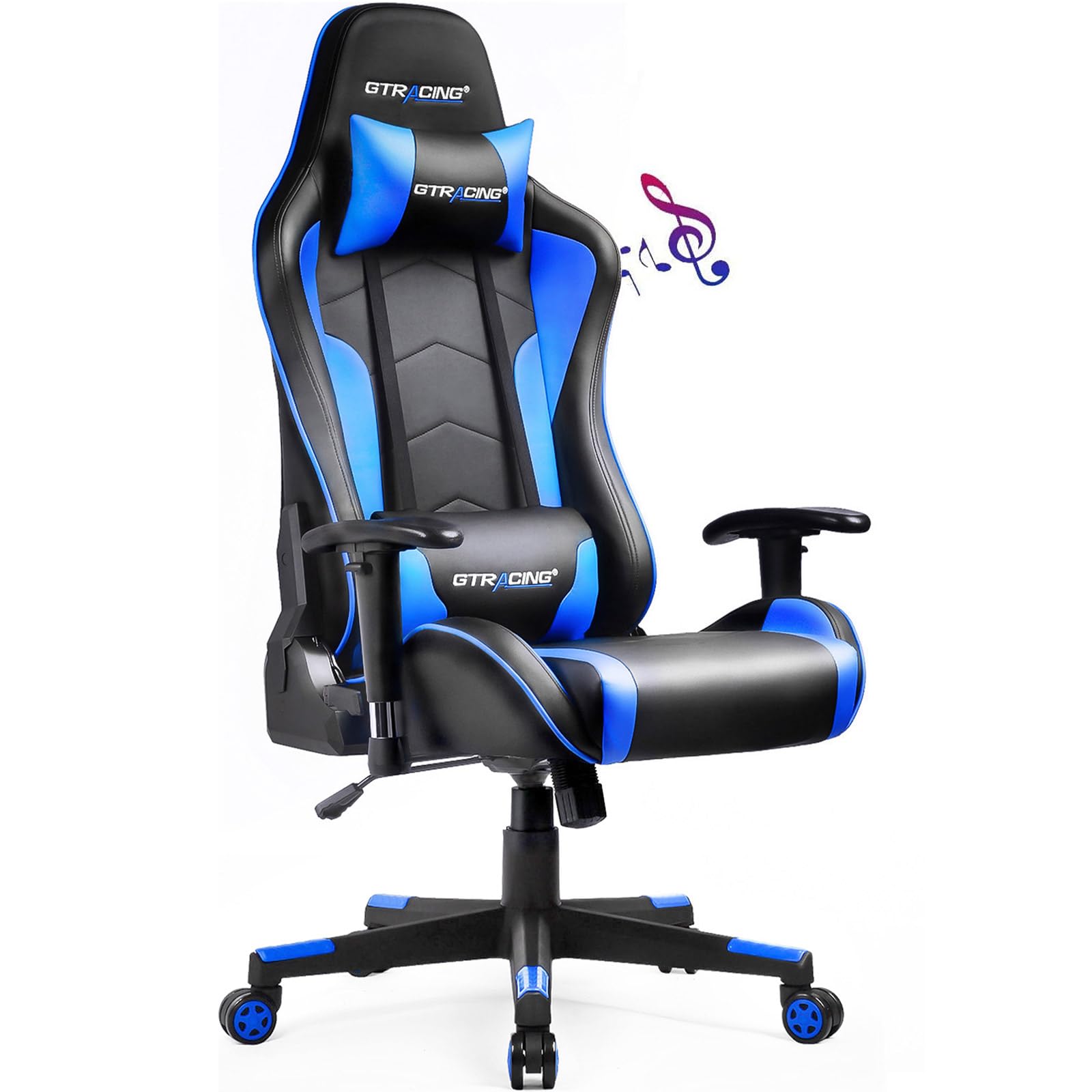 Photo 1 of GTRACING Gaming Chair with Speakers Bluetooth Music Video Game Chair Audio Ergonomic Design Heavy Duty Office Computer Desk Chair?Blue?