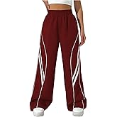 GORGLITTER Women's Wide Leg Track Pants Baggy Y2k High Waisted Dance Parachute Trousers Steertwear