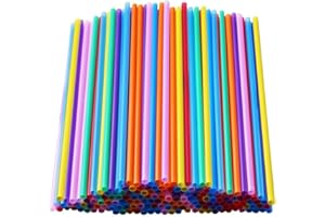 CVNDKN 200 Pcs Colorful Plastic Long Disposable Drinking Straws. (0.23''diameter and 10.2"long)