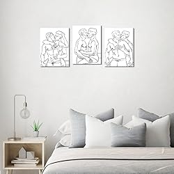 Men Gay Wall Art 3 Panels Black and White Pictures