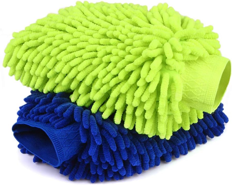 WALTSOM Car Wash Mitt, 2 Pack Wash Mitt Large Size Chenille