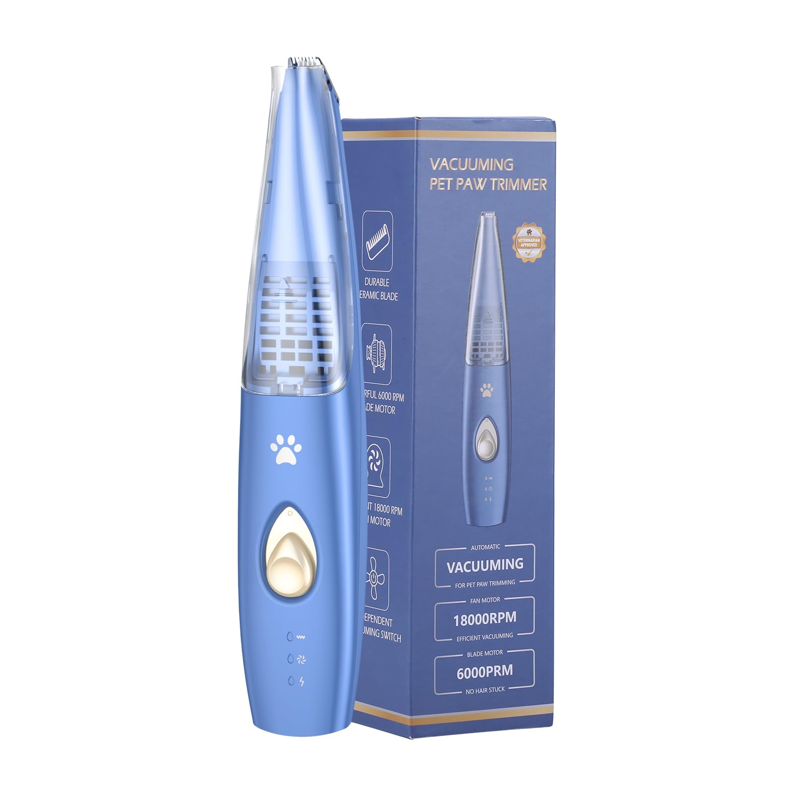 (New Version) Ankilo Dog Paw Trimmer, Rechargeable Cordless Grooming Clippers Low Noise with Suction Function to Store Hair for Dogs Cats Trimming Around Paws, Eyes, Ears, Face, Rump