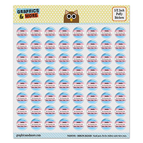 My Pronouns Are She Her Hers Gender Identity 0.5" Puffy Bubble Dome Scrapbooking Crafting Sticker Set