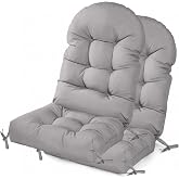 Outdoor Chair Cushions Set of 2 for Rocking & Adirondack Chairs, Light Gray | Water-resistant, fade-resistant 49x19x4in high-