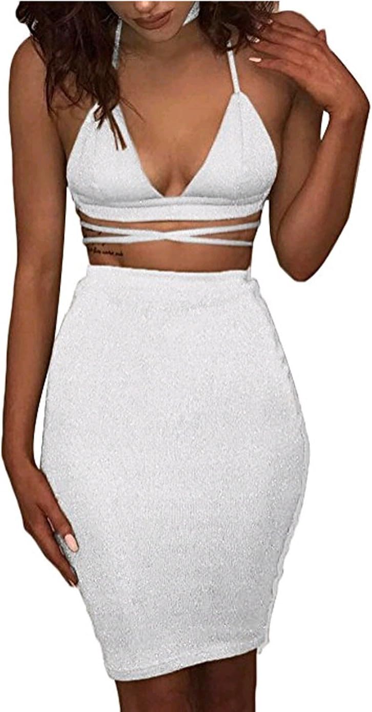 Tomblin Women's Sequin Glitter Backless Bodycon Cocktail Party Club Midi Dress
