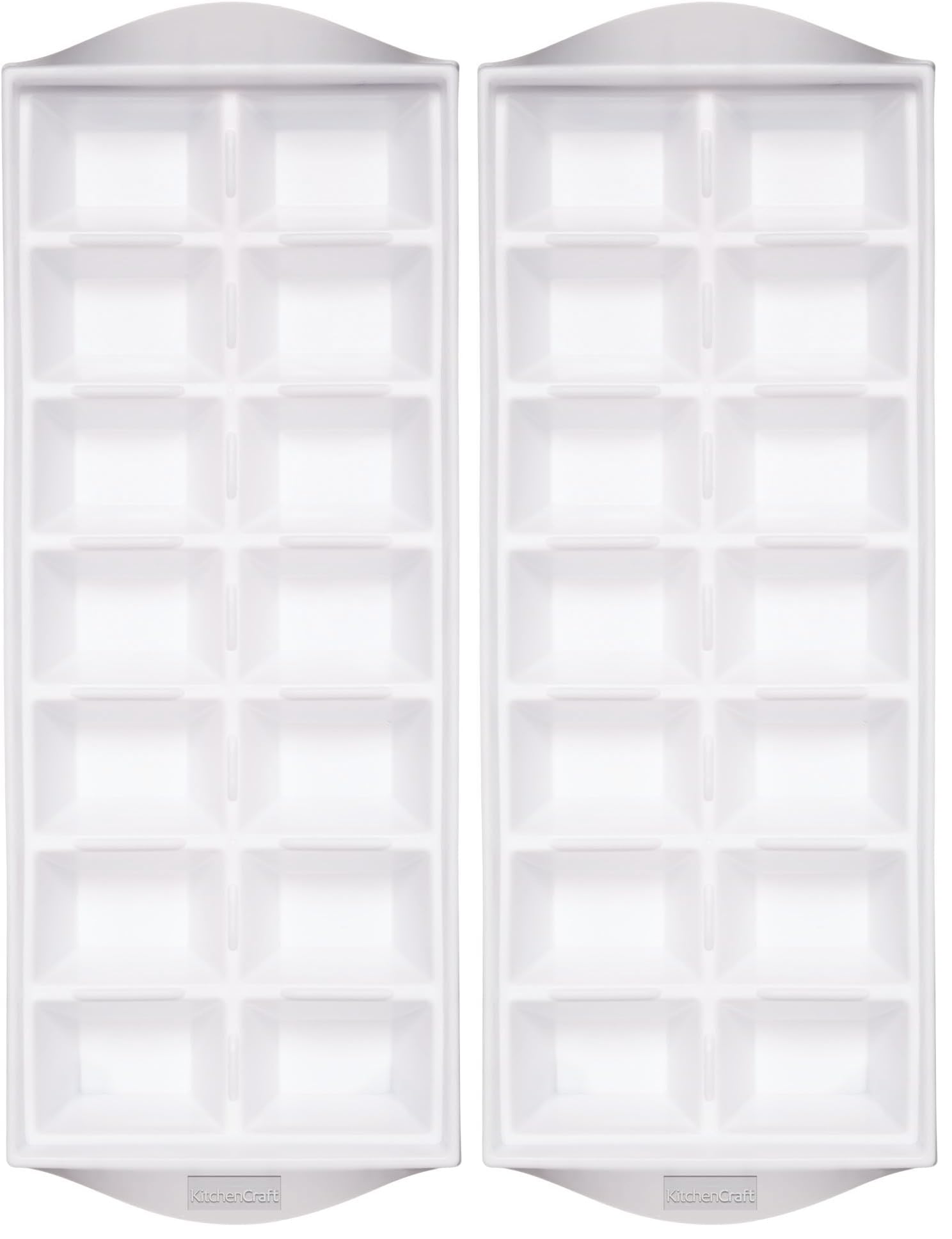 KitchenCraft Easy Release Ice Cube Tray, Stackable Ice Tray for Freezer, Plastic, 32 x 12 cm (12.5 x 4.5), White (Pack of 2)
