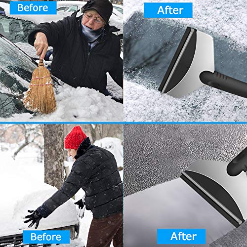 TURN RAISE Snow Ice Scraper, Heavy-Duty Frost and Snow Removal for Car Windshield and Window(2 Pack) - Thumbnail 3