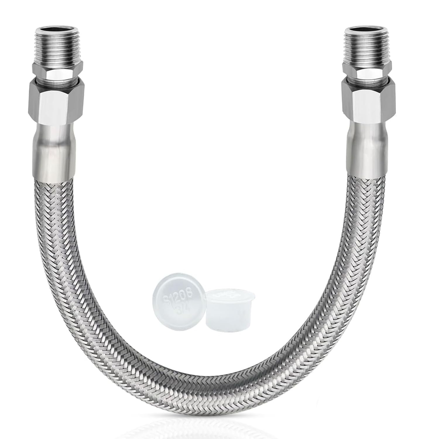Photo 1 of Industrial Grade Compressor Jumper Hose 1/2" NPT Male x 20" Length, 450 PSI &750°F High Temp & Pressure Resistance for Compressed Air Systems?Made of 304 stainless steel