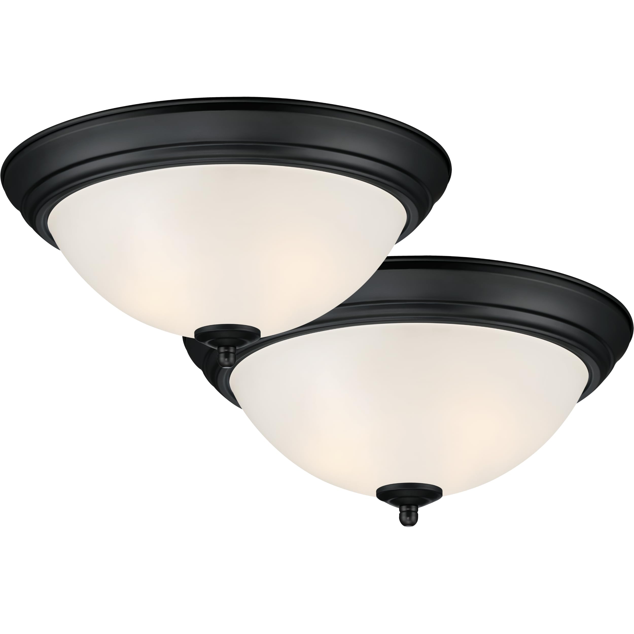 DESIGNERS FOUNTAIN Flush Mount Ceiling Light, 2-Pack, 13 Inch LED Frosted Glass Lighting Fixture for Kitchen, Bedroom, Bathroom, and Hallway, Matte Black, D333M-13FM-MB2