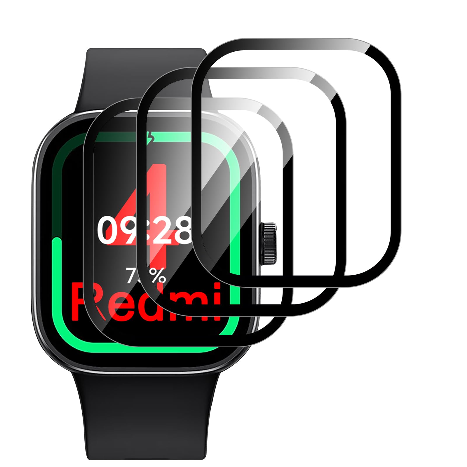GIOPUEY 3 Pack Screen Protector for Redmi Watch 4, [Full Coverage] Composite material Screen Protective Film, [Anti-Bubble] [Wear-resistant] - Transparent