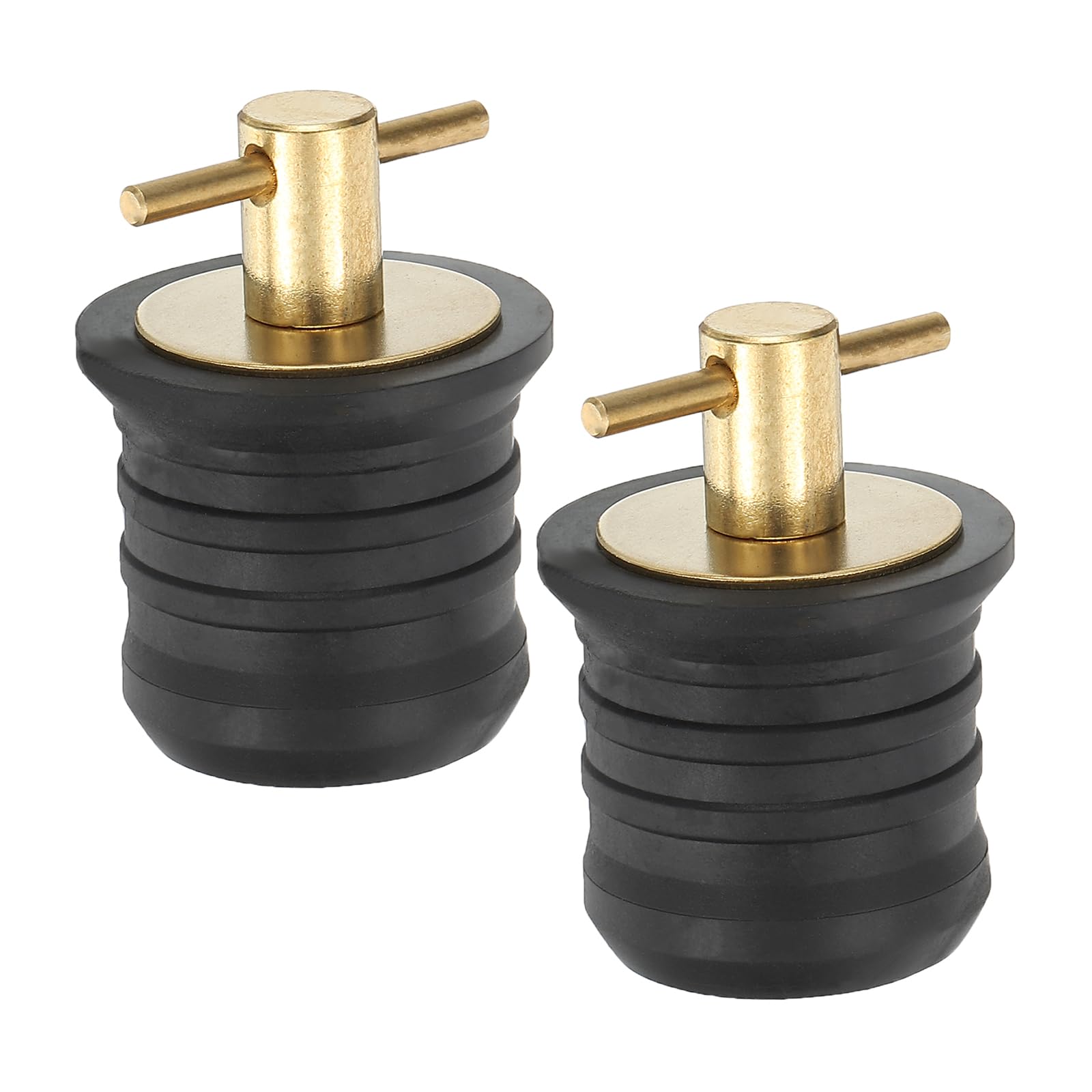 PATIKIL 1-1/4" Boat Drain Plug, 2 Pcs T Handle Brass Boat Plug Snap Drain Marine Twist Plug Rubber Plugs for Yachts Kayaks Marine Boat Drains