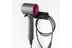 Hair Dryer Holder Wall Mounted, Self Adhesive Blow Dryer Holder Hair Dryer Organizer Hair Dryer Holder Wall Mounted Compatible with Dyson Blow Dryer Black Banjekt