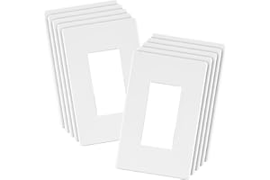 LIDER Matte Finish Decorator Switch Cover, Screwless Wall Plate, Mid-Size 1-Gang 4.88" x 3.11", Unbreakable Polycarbonate Thermoplastic, UL Listed, LSWP-31M-W10P, White, 10 pack
