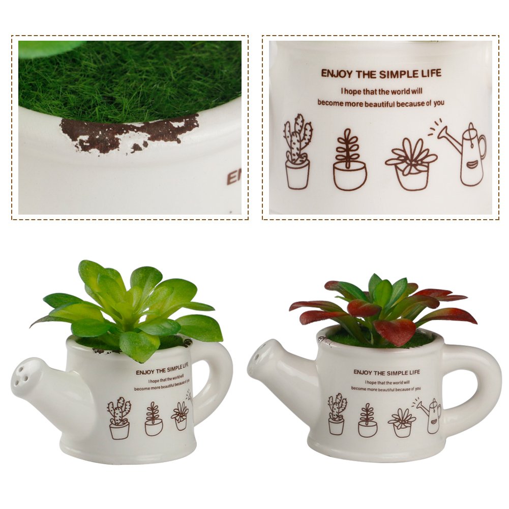 Kunstpflanzen im Topf Artificial Pflanzen Keramik Klein Sukkulenten Künstlich,2 SET