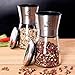 Bru Joy Salt and Pepper Ceramic Grinders, Spices Mill Pair with Adjustable Coarseness, Brushed Stainless Steel and Glass Body