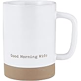 Creative Brands Heartfelt Collection-Dip-Glazed Stoneware Mug, 17-Ounce, Morning Wife