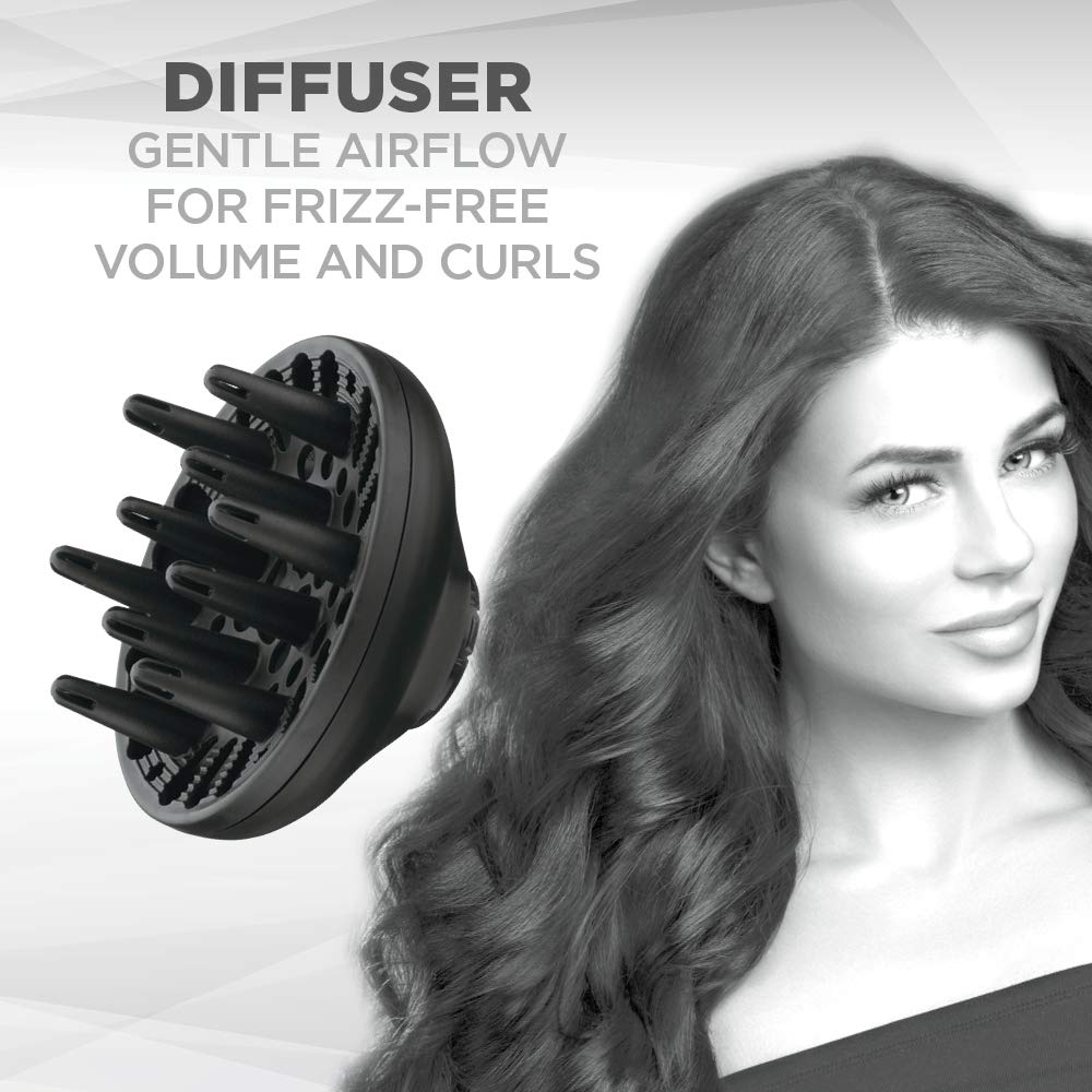 Conair 1875-Watt Ionic Ceramic Hair Dryer with Diffuser and Concentrator, Black: Beauty