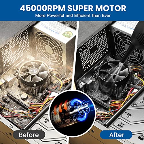 Air Duster Cordless Compressed Electric Duster Computer Cleaning Duster Rechargeable 15000mAh Air Blower 10W Powerful 45000 RPM Replaces Compressed Air Cans for Computer, Keyboard, Car, Pet House