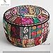 Sophia-Art Ganesham Indian Home Decor Hippie Patchwork Bean Bag Boho Bohemian Hand Embroidered Ethnic Handmade Pouf Ottoman Vintage Cotton Floor Pillow & Cushion (13 H X 18) Diam. (Black)