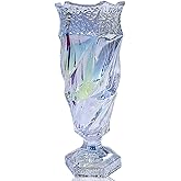 Eastern Rock Glass Flower vase 2.4lb 9.5inch,Bohemian Style, for Centerpieces,Wedding,Home Decor Glass Vase (Sparkling)
