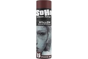 Soho Urban Artist Willow Charcoal - Drawing Charcoal for Artists, Students, Blending, Live Figure Drawing, & More! - [Black - Set of 15]