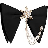 Luckyvestir Oversized Bow Ties for Men Detachable Pre Tied Bow Tie With Pearl Decoration Bowtie for Tuxedo Wedding Banquet