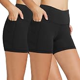 baleaf Women's High Waist Biker Shorts with 3 Pockets | 8"/ 5"/ 3", Tummy Control, Compression, for Yoga Running Workout Volleyball