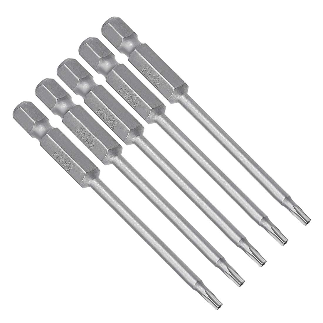 sourcing map 5 Pcs T8 Magnetic Torx Screwdriver Bits, 1/4 Inch Hex Shank 3-inch Length S2 Security Tamper Proof Screw Driver Kit Tools