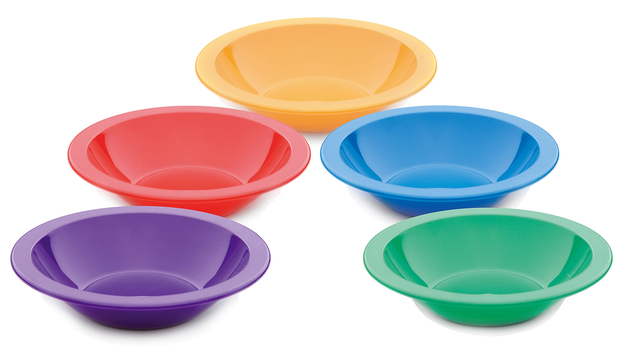 Harfield Multicoloured Bowl Set of 5 - Cereal, Dessert, Soup Bowls 17.3cm Narrow Rimmed Reusable Virtually Unbreakable Polycarbonate