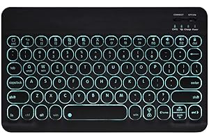 EADOU INI Totetype Portable Bluetooth 7-Color Backlit Keyboard for 10.2 (9th 8th 7th Generation), 9.7 Inch iPad, 10.9 iPad Air 5, 4th Gen, iPad Pro 11 12.9, iPad Mini, Android Windows All Tablet - Black