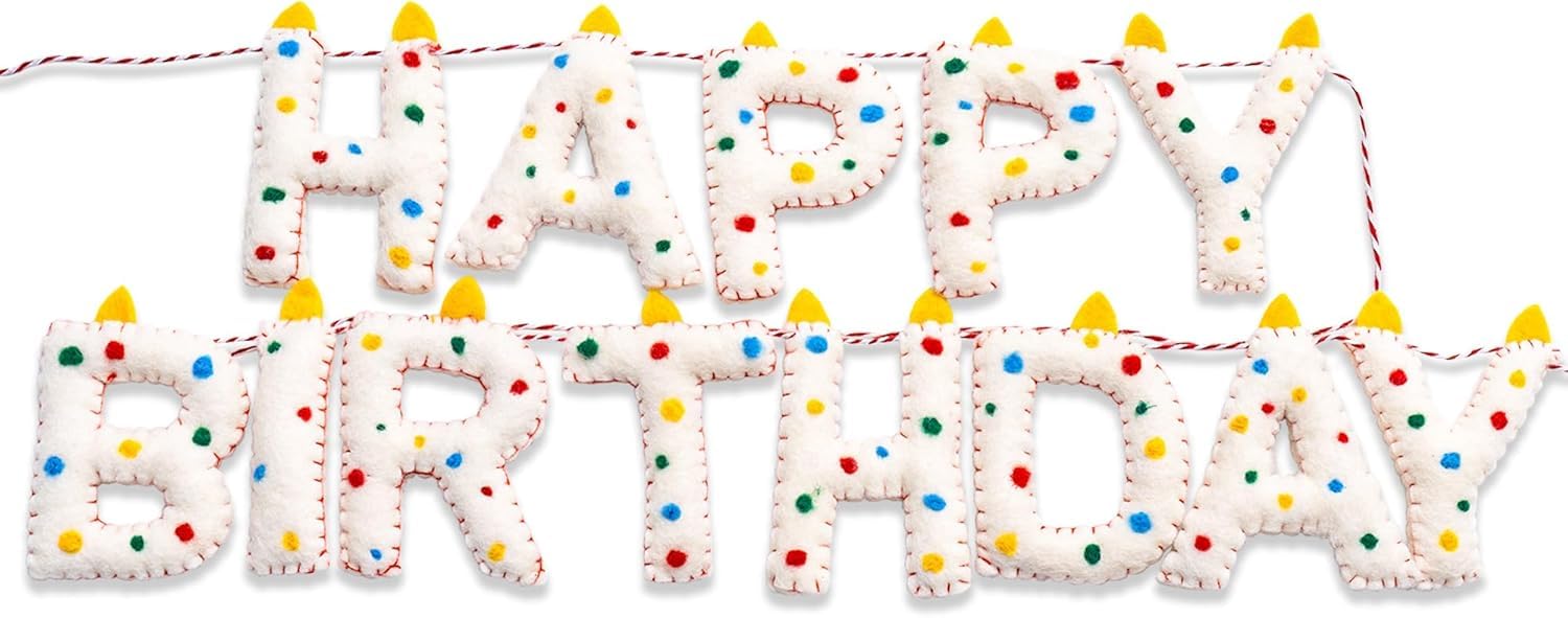 Pre-Strung Happy Birthday Banner - Felt Ball Garland - HAPPY BIRTHDAY Garland, Rainbow Birthday Decorations, Personalized Sign for Decor, Party Decor, Photo Prop (Pink) — image 1