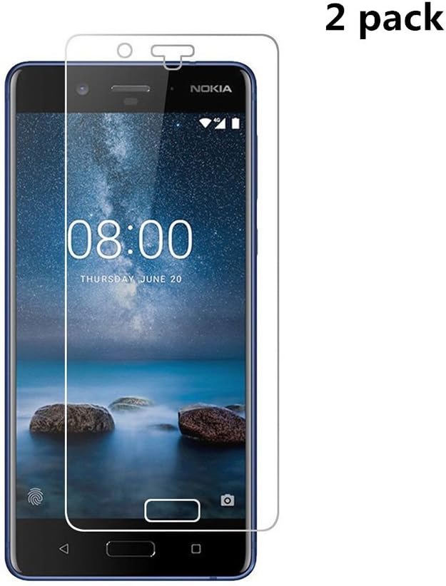 Weideworld Pack of 2 Tempered Glass Screen Protector for Nokia 8 Protective Glass Screen Protector 9h Hardness Tempered Glass Anti Scratch Clear Screen Protector (Smaller than Display due to Curved Shape)