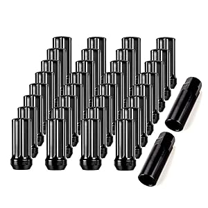 Fits Dodge Ram 9/16-18 Wheel Lug Nuts 32 Pack, Black 9/16 x 18 Trim Lug Nuts 2 inches Tall Spline Drive Cone Seat with Socket for Dodge 1994-2011 Ram 2500 3500 Aftermarket Wheel 8x6.5 5x5.5