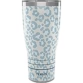 Tervis Traveler Lapis Leopard Animal Print Triple Walled Insulated Tumbler Travel Cup Keeps Drinks Cold & Hot, 30oz, Stainless Steel