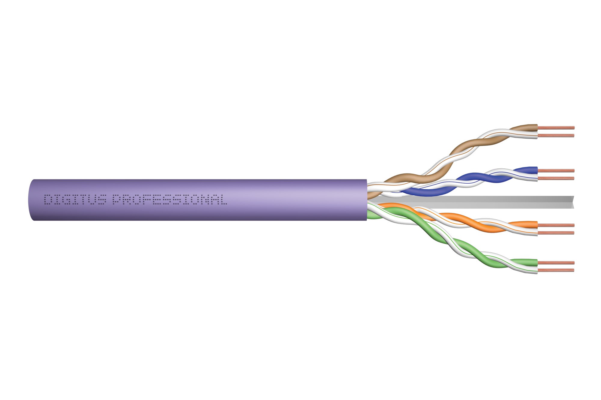 DIGITUS 305 m Cat 6 Network Cable - U-UTP Simplex - BauPVO Dca - LSZH Halogen Free - 250 MHz Copper AWG 23/1 - PoE+ Compatible - LAN Cable Installation Cable Ethernet Cable - Purple