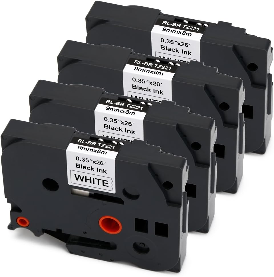 Uoopo Compatible for Brother TZe-221 TZe221 Tape Cassette 9mm in Width Black on White for Brother P-Touch PT-1000 PT-H105 PT-1080 PT-1010 PT-1090 GL-H105 PT-H75, 9mm x 8m, 9mm x 8m