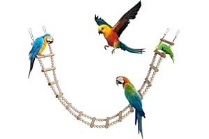 DNOIFNE Bird Ladder Bridge, Wooden Pet Hamster Climbing & Swing Toys, Cage Accessories for Birds Rats Parrots Hamster Squirrel Sugar Gliders Parakeets Cockatiels - 16 Steps - 36.6 x 3.14 Inch