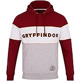 Harry Potter Gryffindor Hoodie - Hogwarts House Sweatshirt with Crest & Pocket - Red, Grey & White - Unisex Adult
