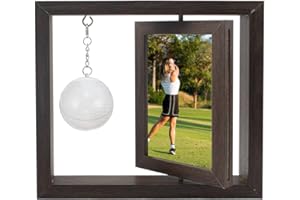 Golf Ball Display Frame, Round Golfball Box and 4x6 Rotatable Picture Frame, Golf Ball Holder Gift for Enthusiasts, Protect B