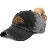 Custom Womens Ponytail Cap Croissant Embroidery Cotton Strap Closure