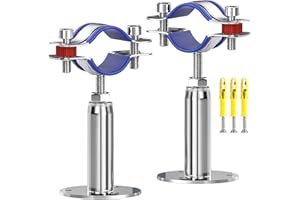 2 Pcs 304 Stainless Steel Pipe Clamp Hanger, Adjustable 100-150mm Pipe Support Bracket with Screws, for 60-65mm（2.36"-2.55"） 