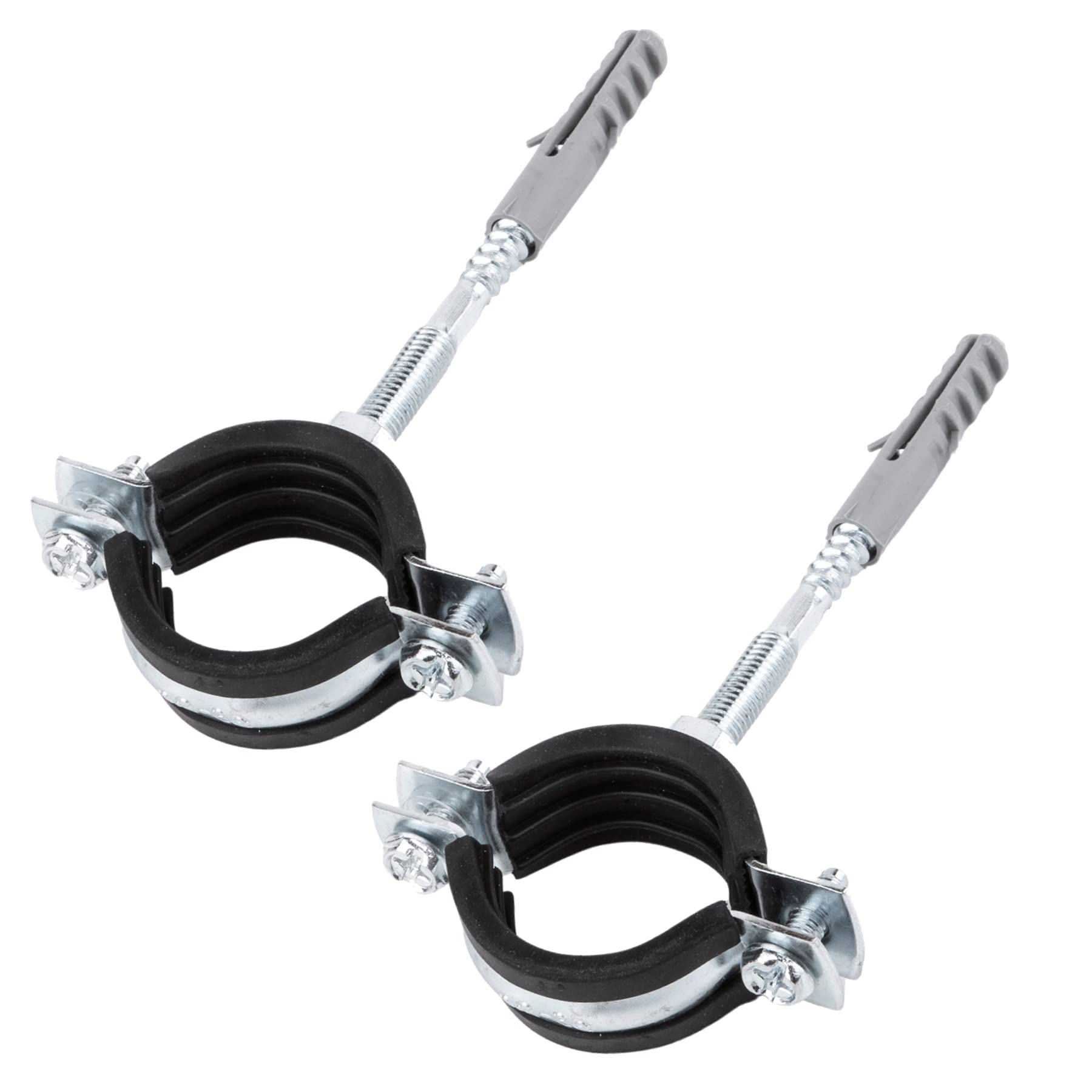 SKIR'CO (Pack of 2 pcs) Pipe Brackets with Black Rubber Lining for Ø 40-45 mm Pipes, for Wall and Ceiling Mounting (2 pcs)