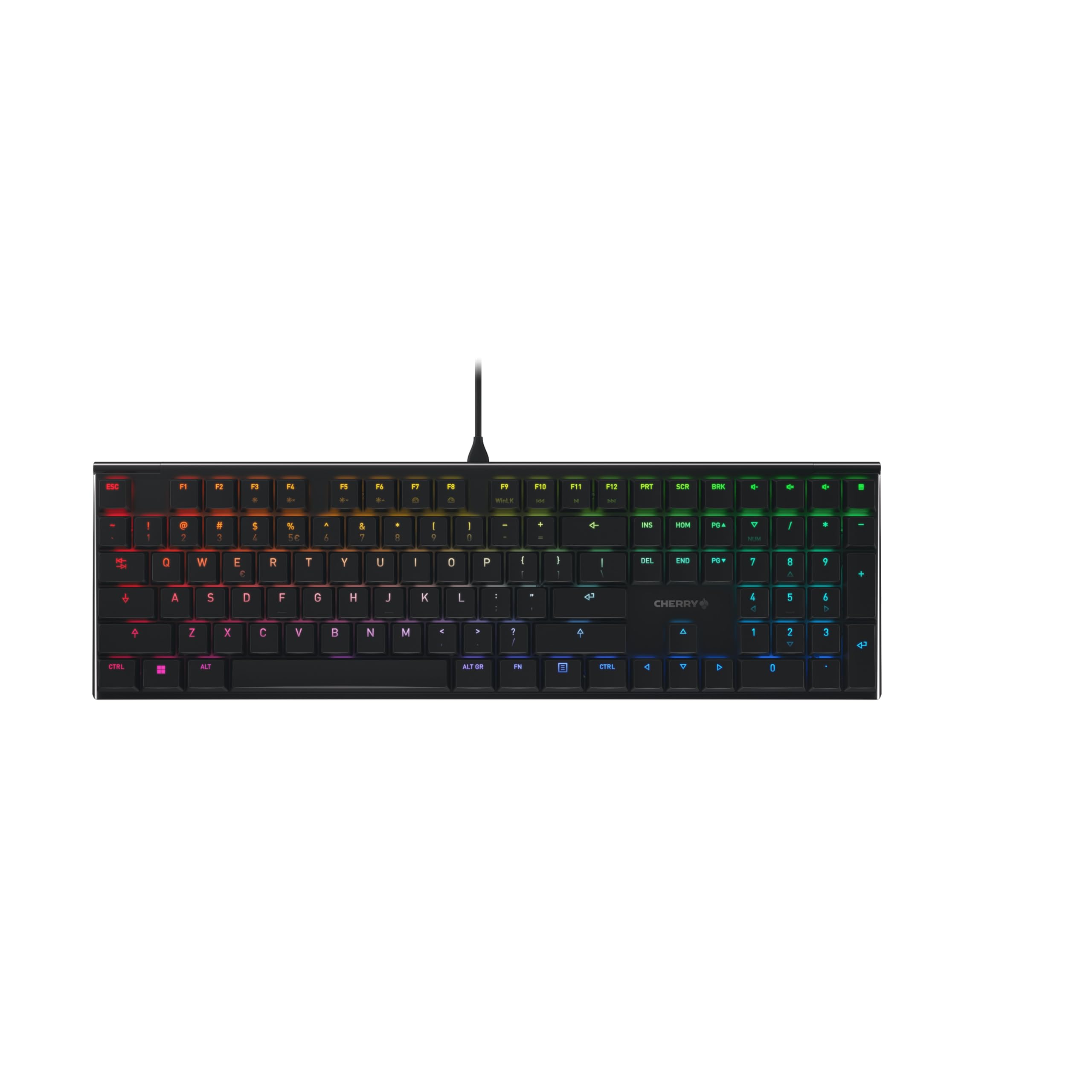 CHERRY MX 10.0N RGB, Flat Mechanical Gaming Keyboard, EU Layout (QWERTY), Wired, Original MX LOW PROFILE RGB SPEED Switches, Black