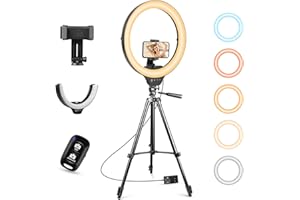 Torjim 14'' Ring Light with Tripod Stand, LED Selfie Ring Light with Stand and Phone Holder, Perfect for TikTok/YouTube/Recording/Photography/Makeup, Compatible with All Phones
