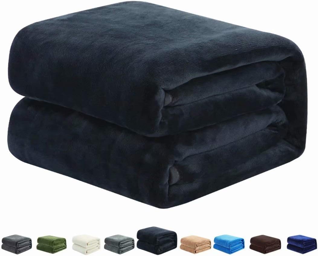 COTTONHOUSE Fleece Blanket Queen Size Super Soft Cozy Lightweight Throw Blankets for All Season, Warm Breathable Microfiber Plush Blanket for Couch Sofa Bed (90x90 Inches, Dark Grey): Home & Kitchen