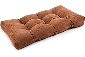ROFIELTY Bench Cushion Tufted 2 Ties Bench Cushions for Indoor Furniture,for Window seat Cushions Indoor/Shoe Closet/Piano Bench (30x14x4, Brown)