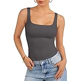 ATHMILE Double Lined Tank Tops for Women Summer Square Neck Sleeveless Basic Spring Going Out Top